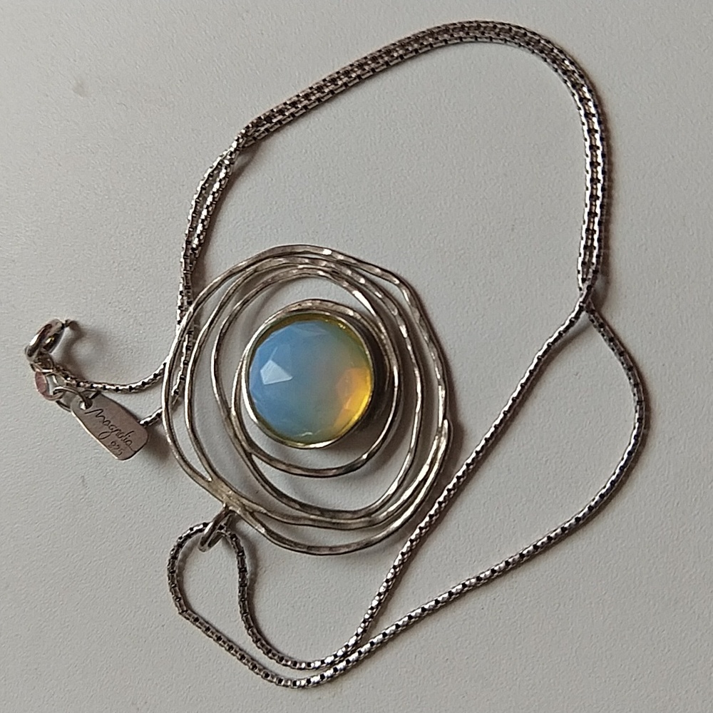 Magnolia opalite sterling silver 925 chain necklace pendant charm